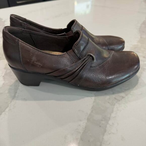 Michel M Pineapple Leather Slip On Wedge Clogs Women's 10M Brown Comfort Casual - Picture 2 of 10